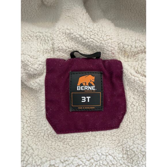 Berne Toddler Softstone Duck canvas jacket Sherpa-Lined Hooded Coat purple 3T - Picture 6 of 7